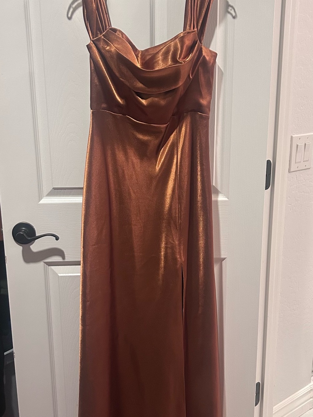 Birdy Grey Copper Satin Cowl Maxi Dress